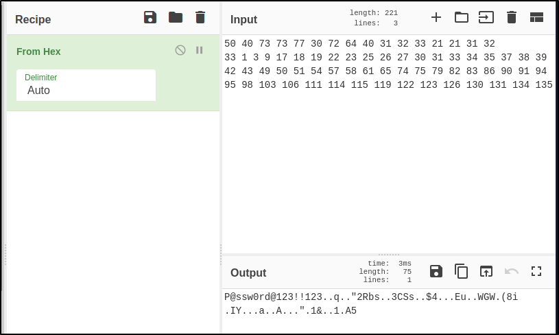 Hex Deciphered in CyberChef