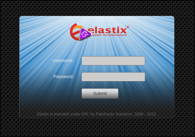 Elastix Login Form