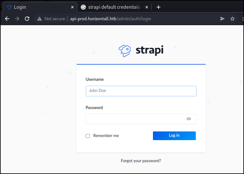 Strapi Login Page