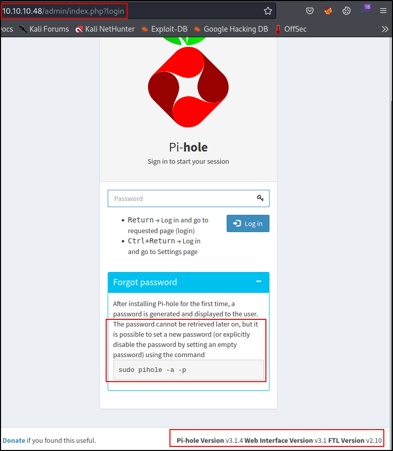 Pi-Hole Login Portal